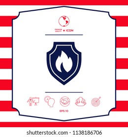 Shield with fire sign - protection icon