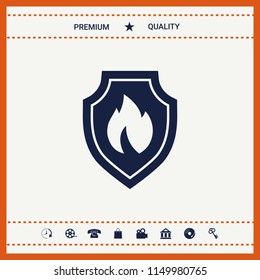 Shield with fire sign - protection icon