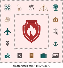 Shield with fire sign - protection icon