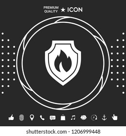 Shield with fire sign - protection icon