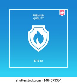 Shield with fire sign - protection icon. Graphic elements for your design