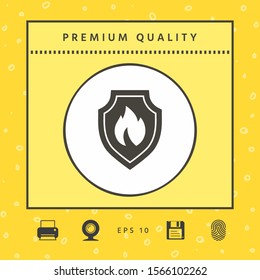 Shield with fire sign - protection icon. Graphic elements for your design
