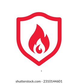 Shield with fire sign - protection icon.