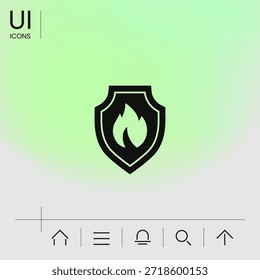 Shield with fire sign - protection icon, elements for your design