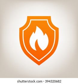 Shield With Fire Sign - Protection Icon.