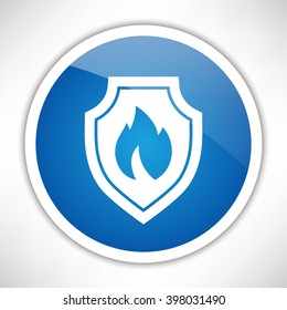 Shield with fire sign - protection icon.