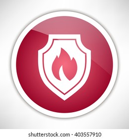 Shield with fire sign - protection icon.