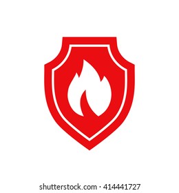 Shield with fire sign - protection icon.