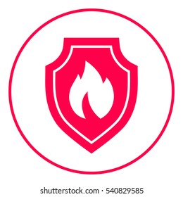 Shield with fire sign - protection icon