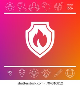Shield with fire sign - protection icon