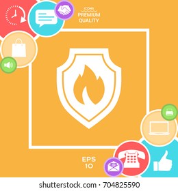 Shield with fire sign - protection icon