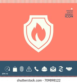 Shield with fire sign - protection icon