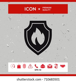 Shield with fire sign - protection icon
