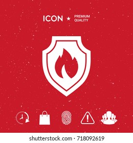 Shield with fire sign - protection icon