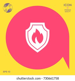 Shield with fire sign - protection icon