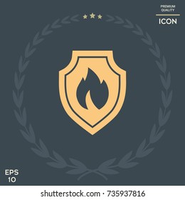 Shield with fire sign - protection icon
