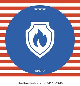 Shield with fire sign - protection icon