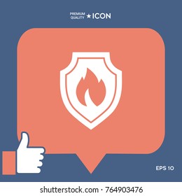 Shield with fire sign - protection icon