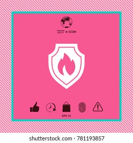 Shield with fire sign - protection icon