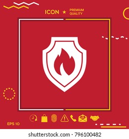 Shield with fire sign - protection icon