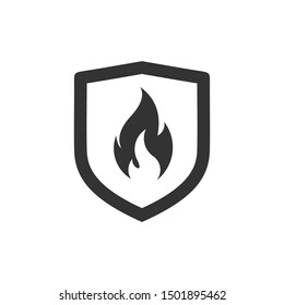 Shield with fire sign.  Vector fire shield. Vector shield icon. Protection icon. Shield vector icon.