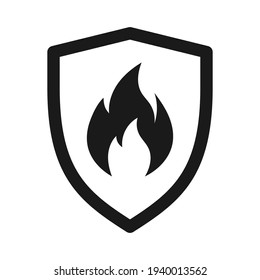 Shield with fire sign. fire shield Vector icon. Vector shield icon. Protection icon. Shield vector icon.