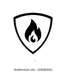 Escuche con la señal de fuego. icono del vector protector contra incendios. Icono del escudo vectorial. Icono de protección. Icono del vector Escudo.