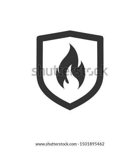 Shield with fire sign.  Vector fire shield. Vector shield icon. Protection icon. Shield vector icon.