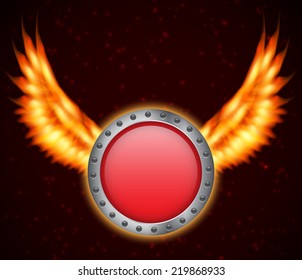 Shield with fire wings. EPS10 vector