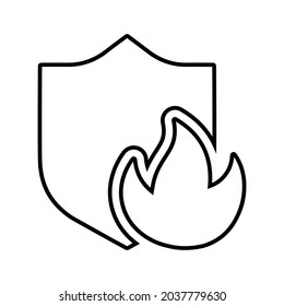 Escudo, icono de la línea del cortafuegos. vector de contorno.