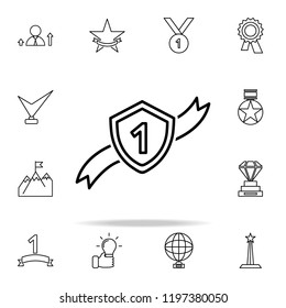 shield first with ribbon icon. Succes and awards icons universal set for web and mobile