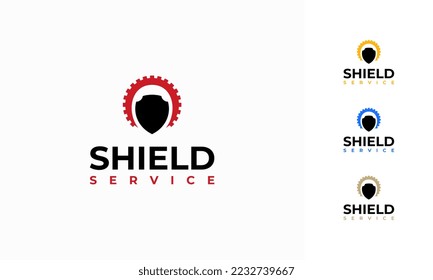 icono de la plantilla del logotipo del Servicio de corrección de escudos, diseños del logotipo de la tecnología Escudo vectorial