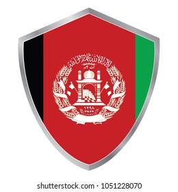 Shield with Flag of Afghanistan. asia. vector illustration. white background vector. eps10.