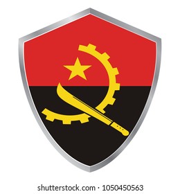 Shield with Flag of Angola. Africa. vector illustration. eps10.