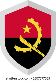 Shield with Flag of Angola - vector illustration