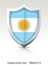 Shield with Flag of Argentina - vector illustration