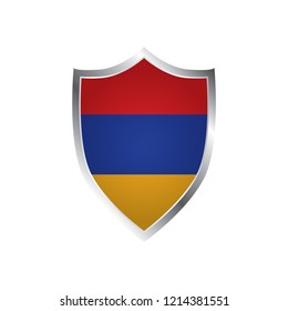 Shield with Flag of Armenia - vector illustration