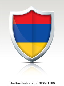 Shield with Flag of Armenia - vector illustration
