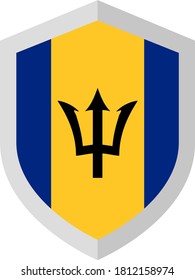 Shield and Flag of Barbados, vector illustration