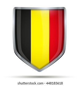 Shield with flag Belgium. Editable Vector Illustration isolated on white background.