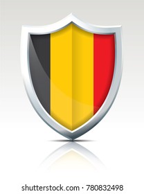 Escudo con bandera de Bélgica - ilustración vectorial