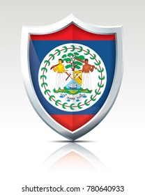 Shield with Flag of Belize - vector illustration