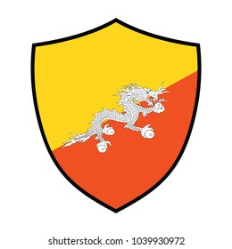 Shield with Flag of Bhutan - vector illustration