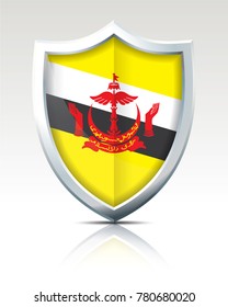 Shield with Flag of Brunei - vector illustration