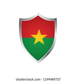 Shield with Flag of Burkina Faso - vector illustration