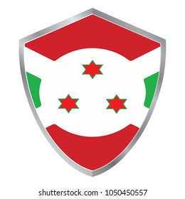 Shield with Flag of Burundi. Africa. vector illustration. eps10.