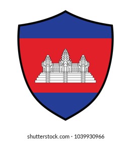 Shield with Flag of Cambodia - vector illustration