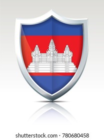 Shield with Flag of Cambodia - vector illustration