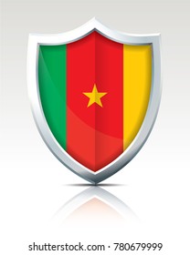 Shield with Flag of Cameroon - vector illustration