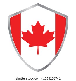 Shield with Flag of Canada.  vector illustration. white background. eps10.